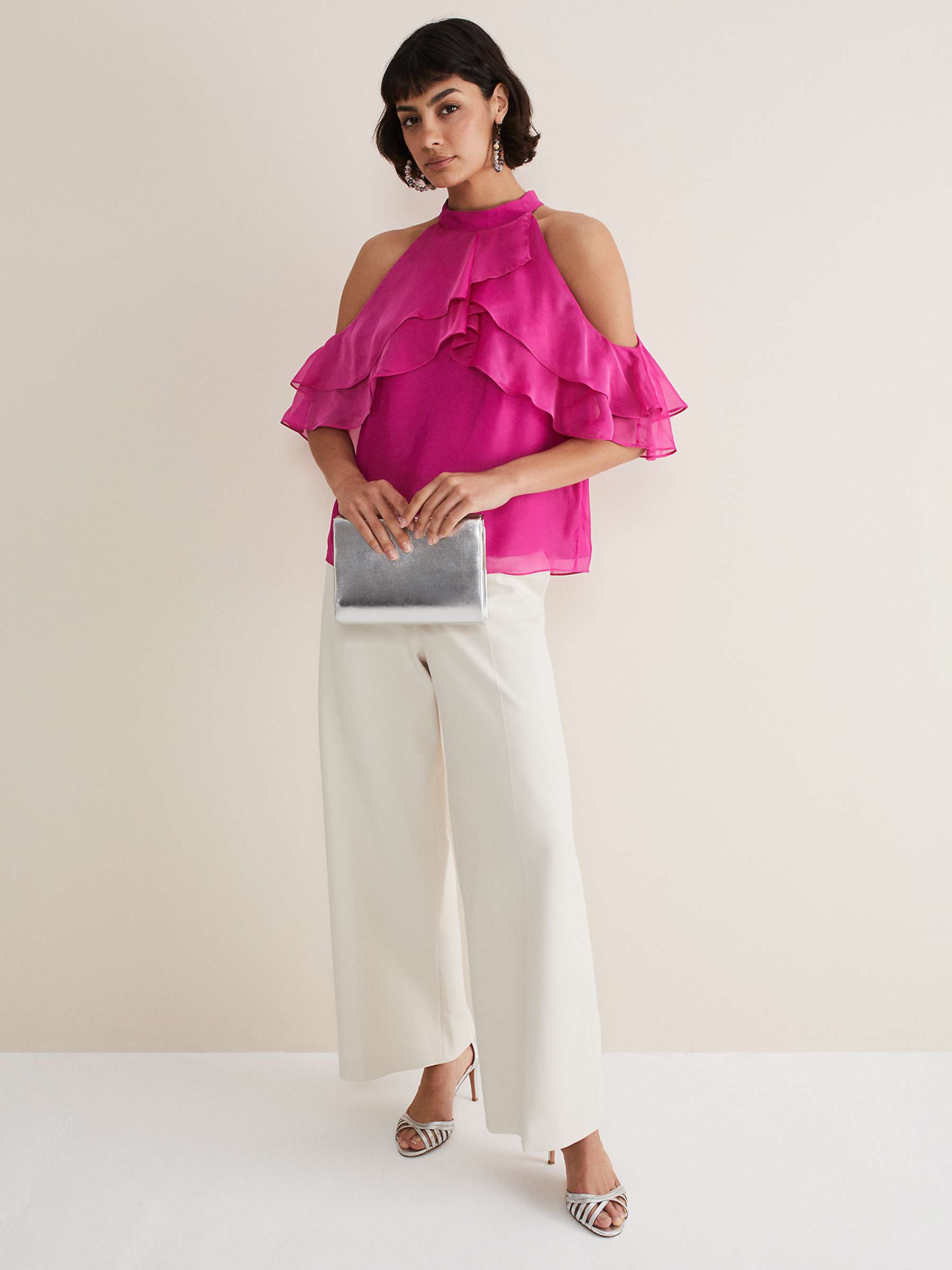 Buy Phase Eight Heather Ruffled Top, Pink Online at johnlewis.com