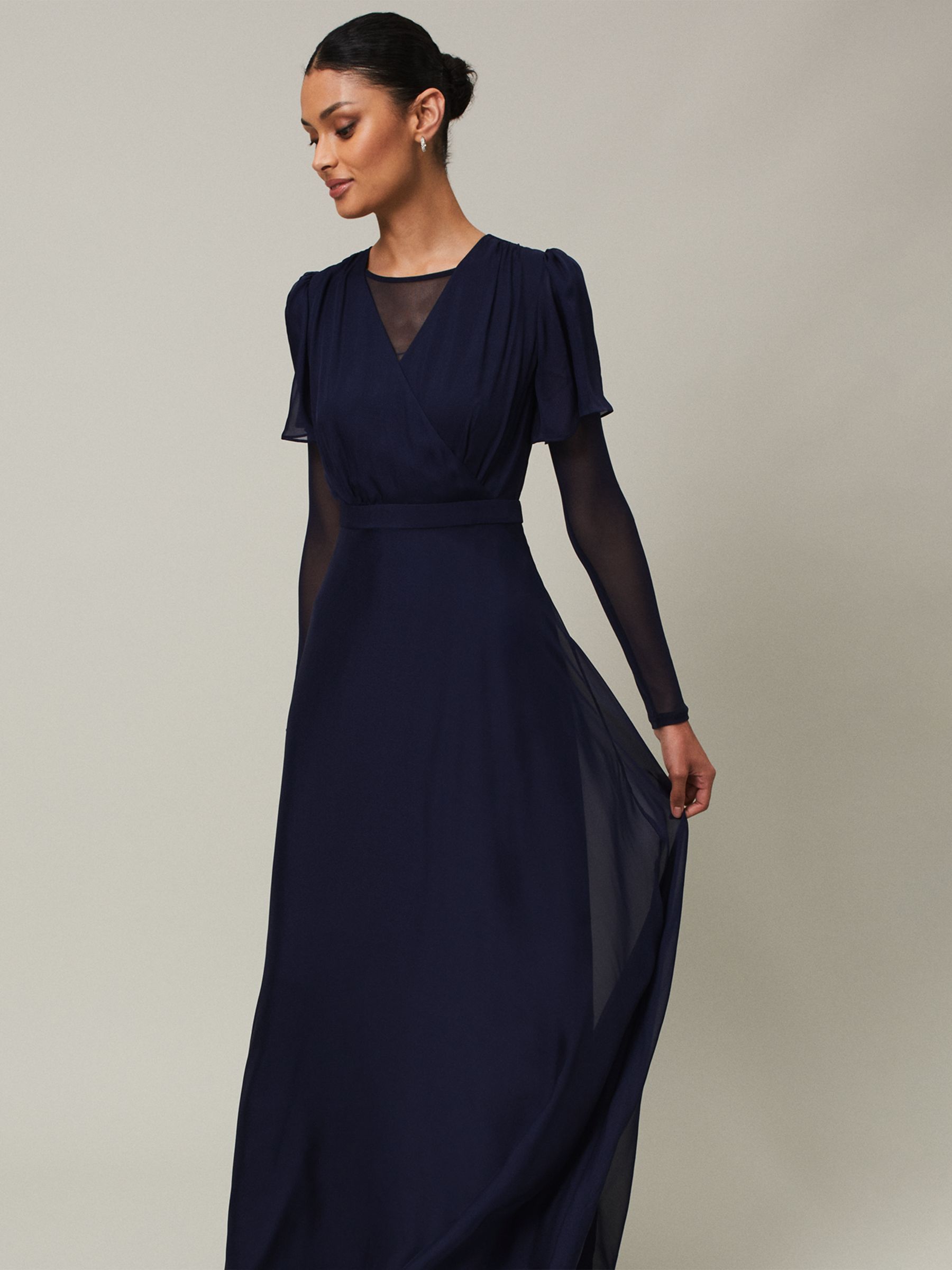 Phase Eight Eleena Sheer Mesh Top, Navy at John Lewis & Partners