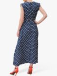 Pure Collection Ruffle Sleeve Belted Dress, Navy Blue