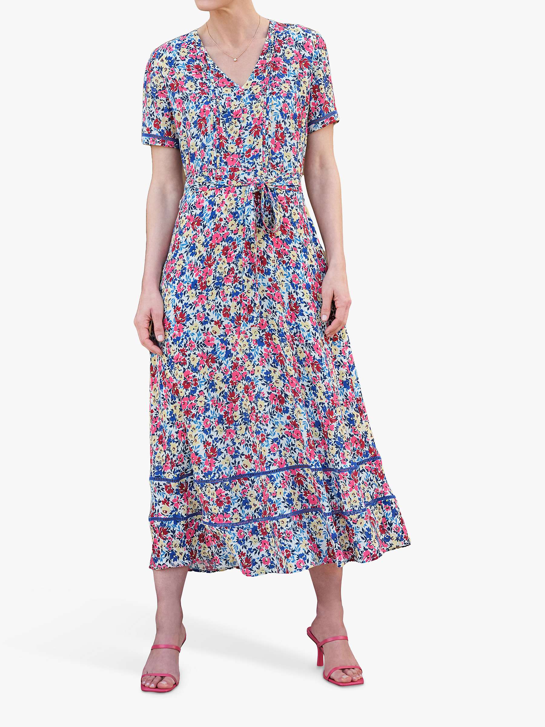 Buy Pure Collection Floral V-Neck Midi Dress, Multi Online at johnlewis.com