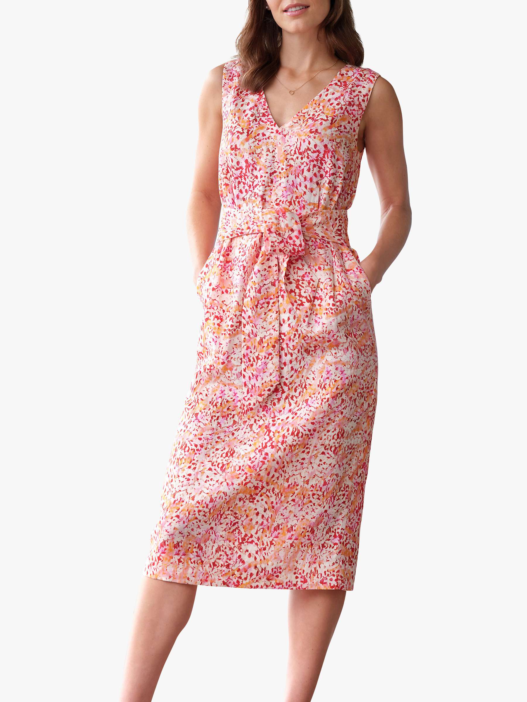 Buy Pure Collection Abstract Print Linen Dress, Pink/Multi Online at johnlewis.com