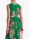 Pure Collection Pleated Midi Dress, Green/Multi