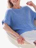 Pure Collection Organic Cotton Stitch Interest Knit Top, Summer Blue