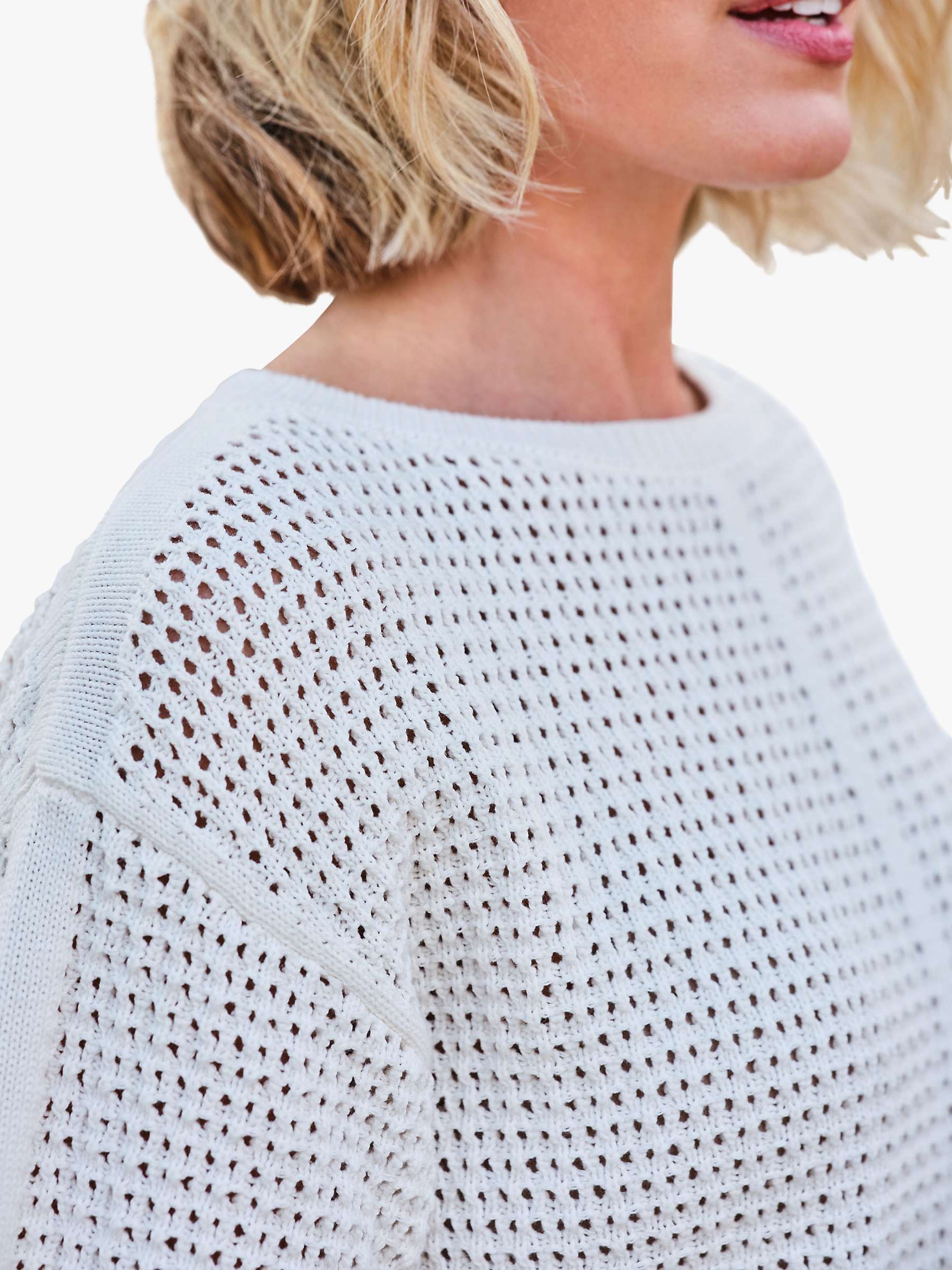 Buy Pure Collection Organic Cotton Stitch Interest Knit Top, Soft White Online at johnlewis.com