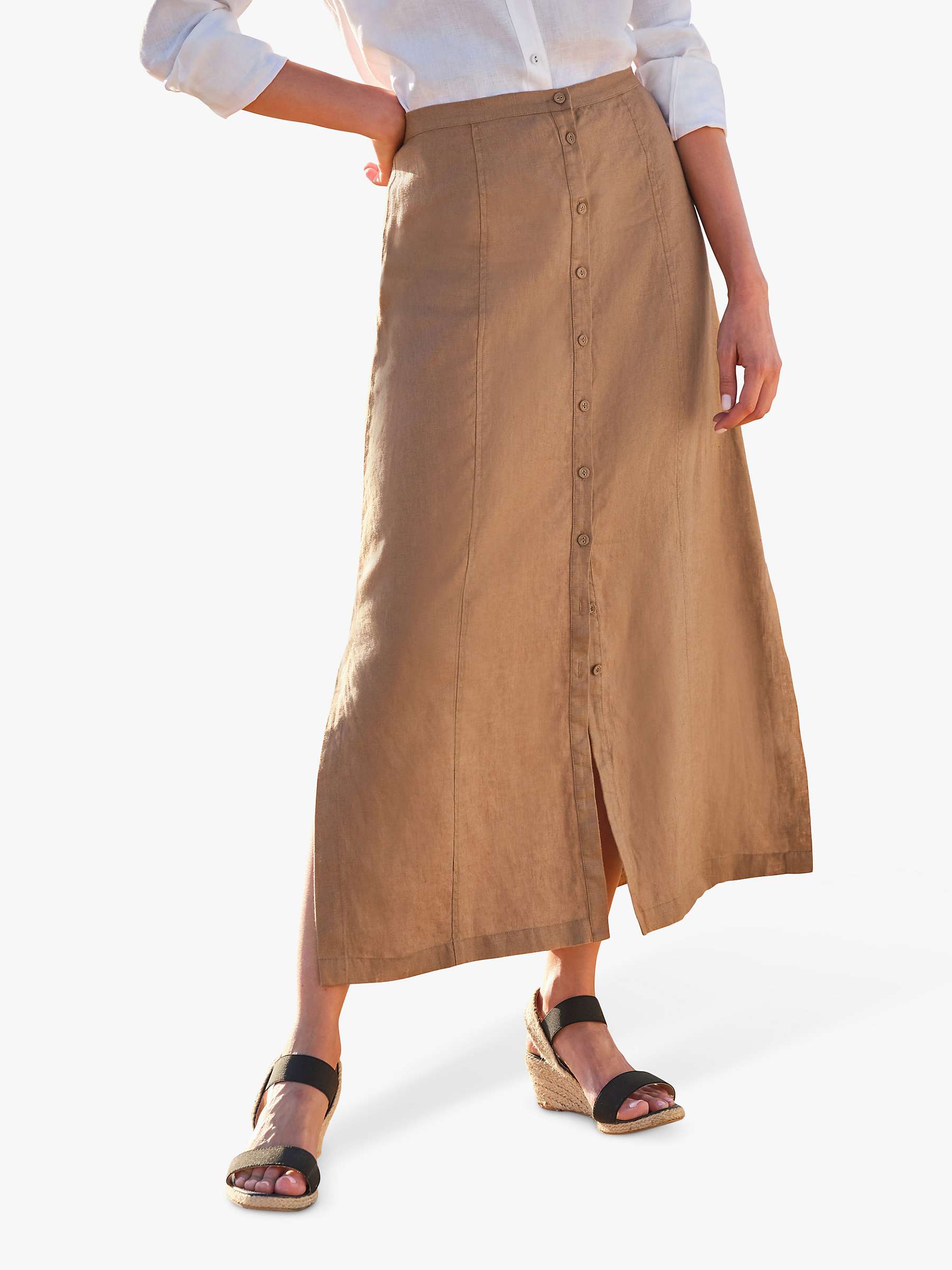 Buy Pure Collection Button Through Linen Skirt Online at johnlewis.com