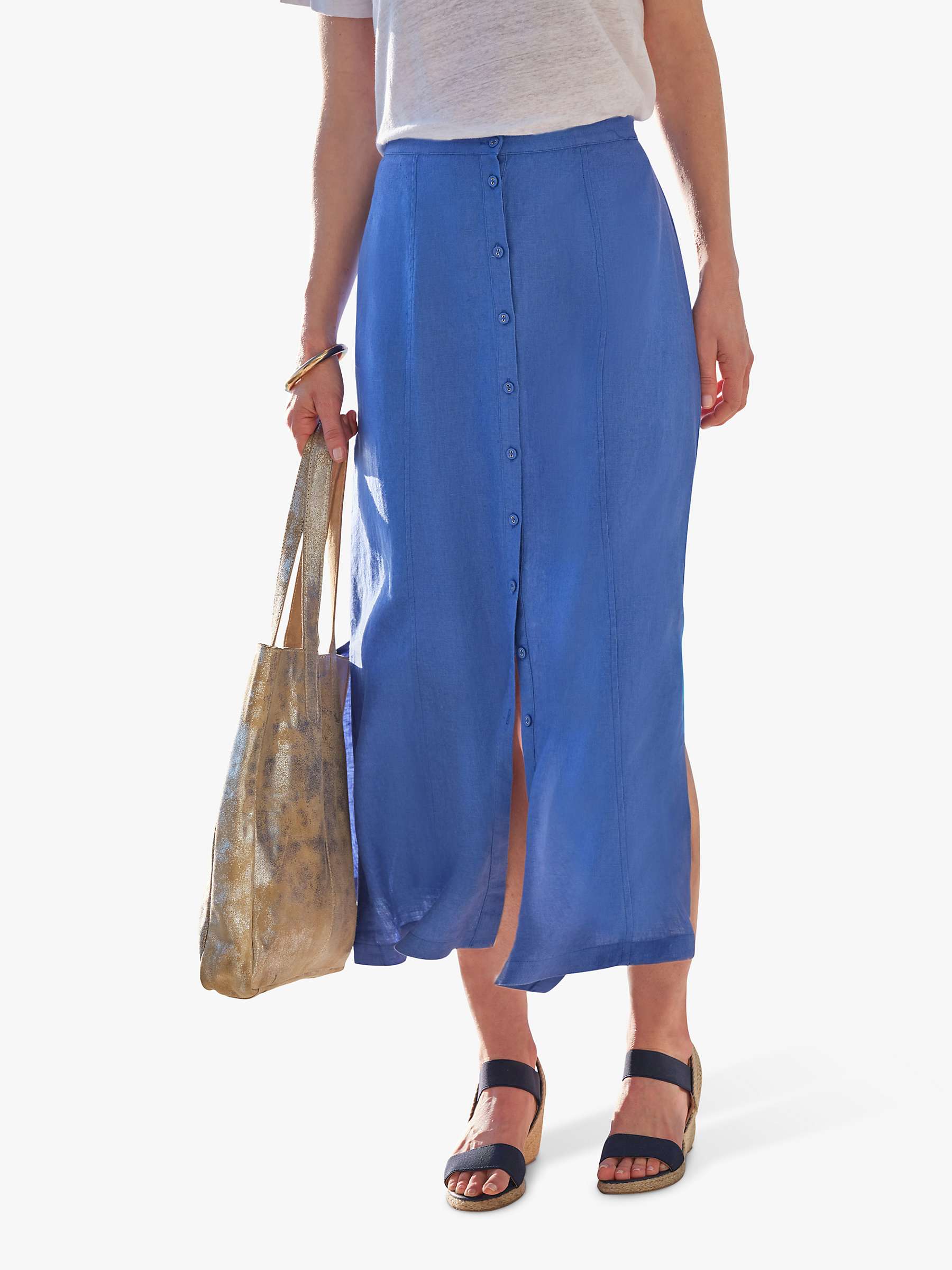 Buy Pure Collection Button Through Linen Skirt Online at johnlewis.com