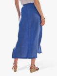 Pure Collection Button Through Linen Skirt, Cobalt