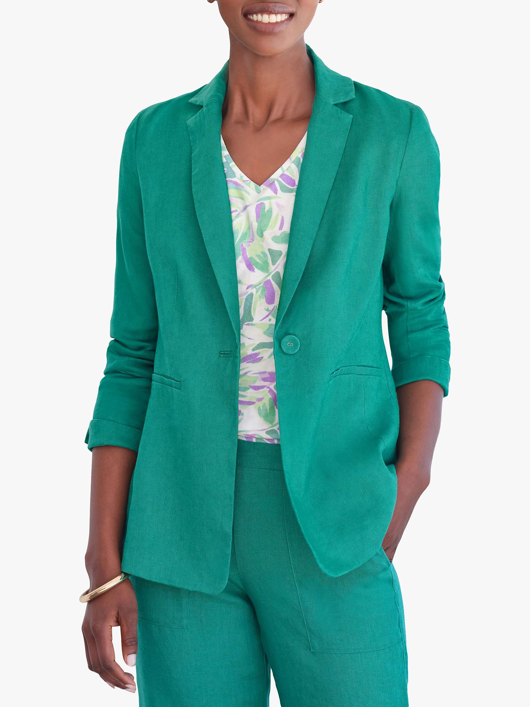 Buy Pure Collection Single Breasted Linen Blazer, Jade Online at johnlewis.com