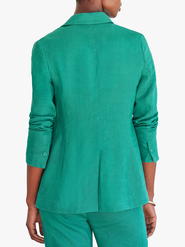 Pure Collection Single Breasted Linen Blazer, Jade at John Lewis & Partners