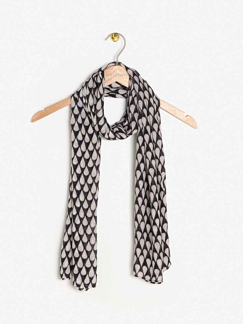 Mint Velvet Animal Print Scarf, Black/Multi