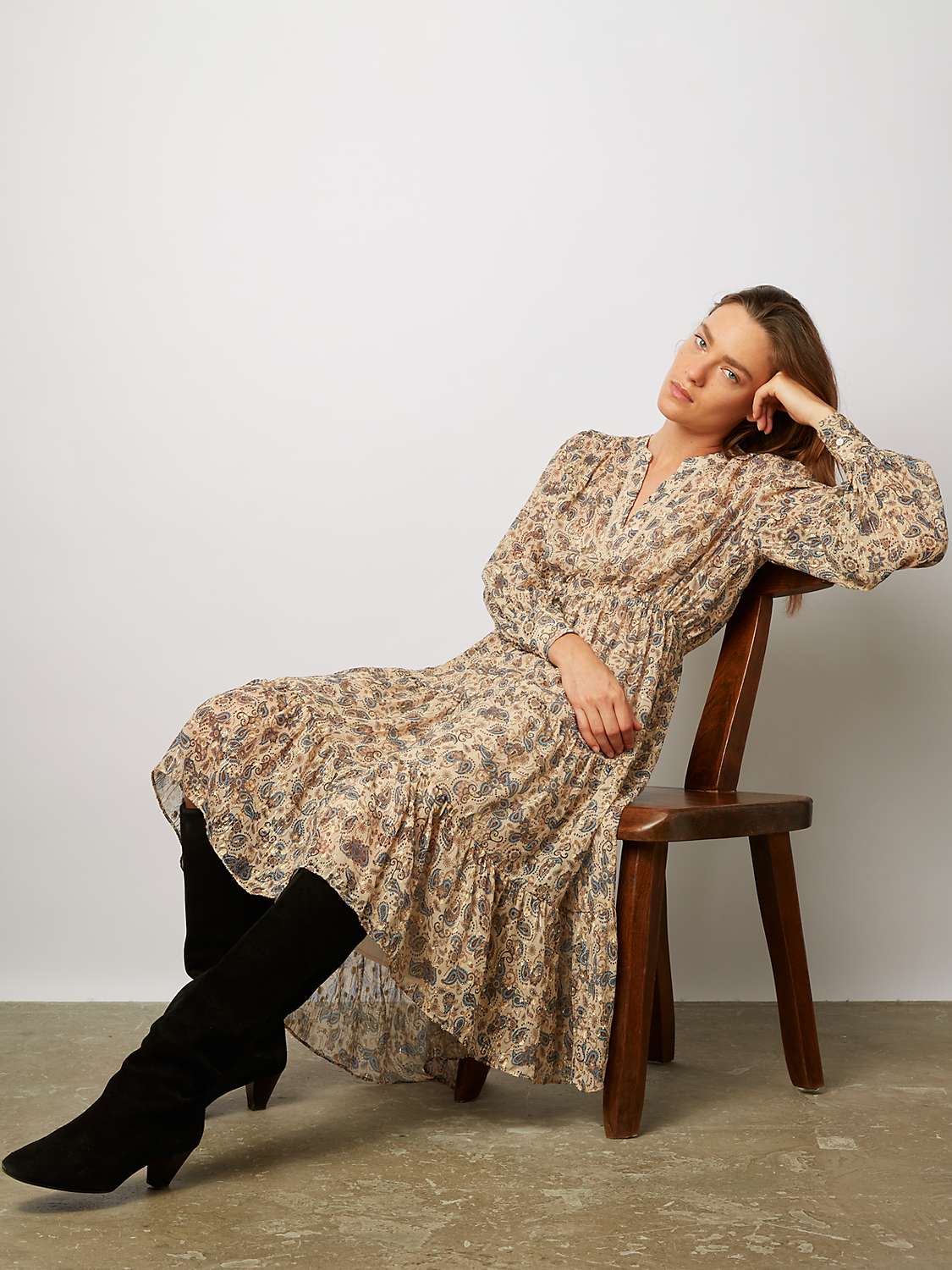 Buy Gerard Darel  Janet Tiered Midi Dress, Multi Online at johnlewis.com