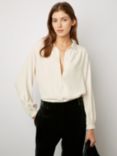 Gerard Darel Colombe Silk Blend Blouse, Beige