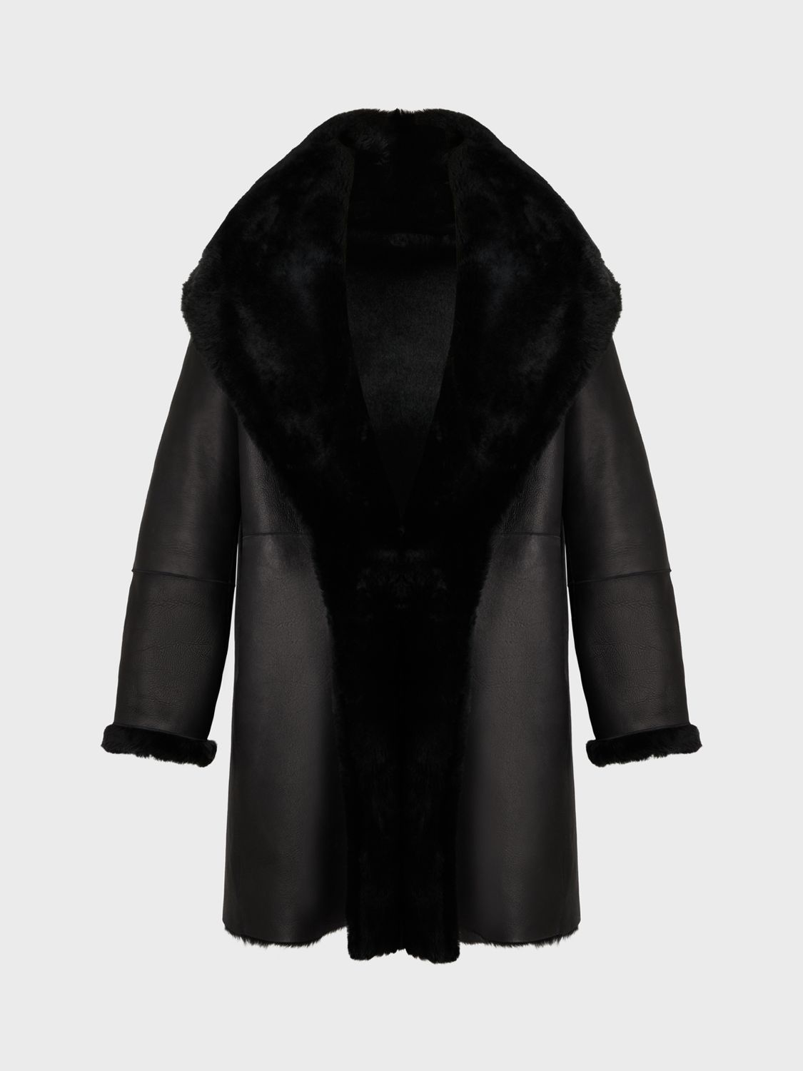 Gerard Darel Manfred Sheepskin Coat, Black at John Lewis & Partners