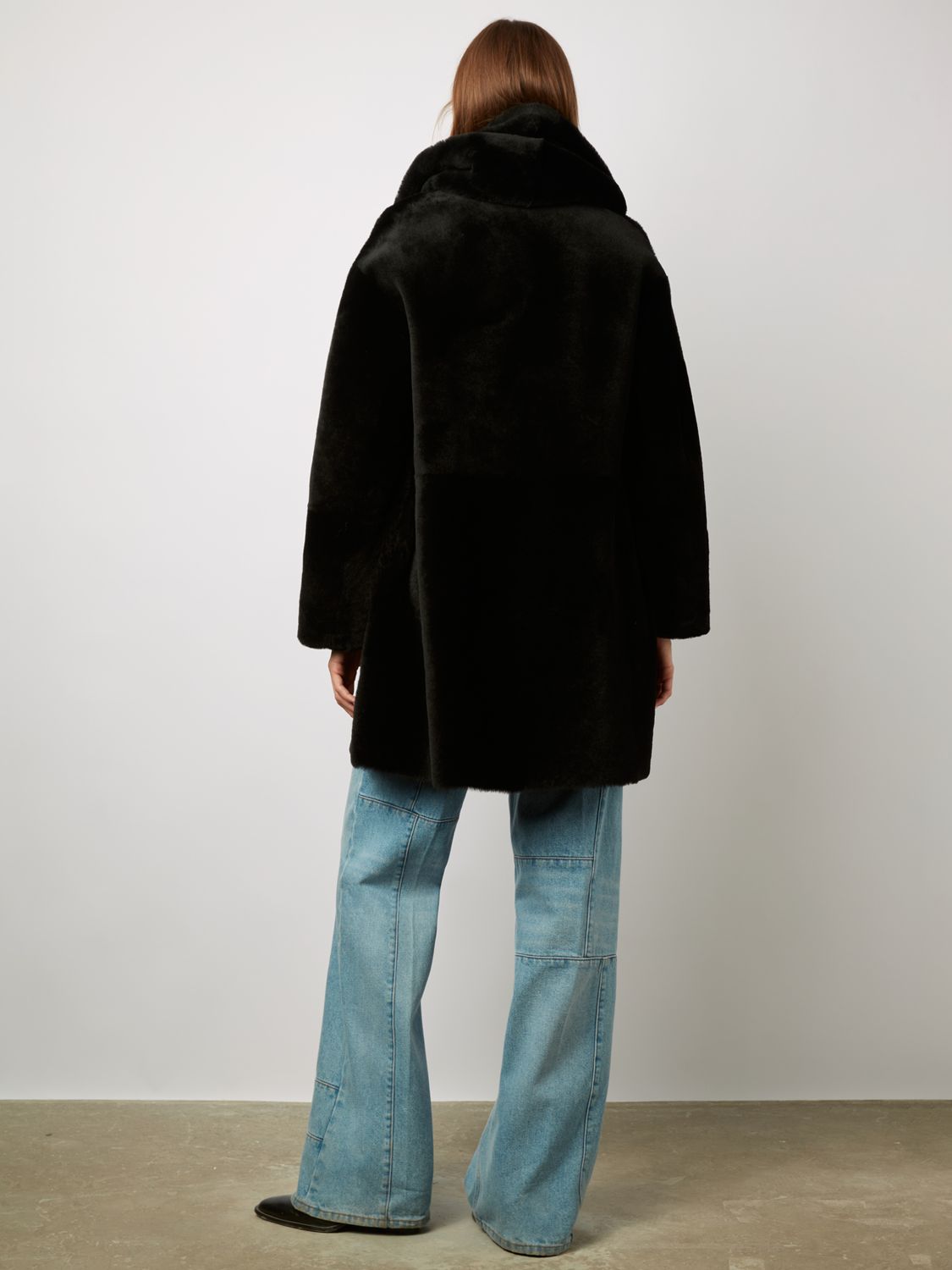Gerard Darel Manfred Sheepskin Coat, Black at John Lewis & Partners