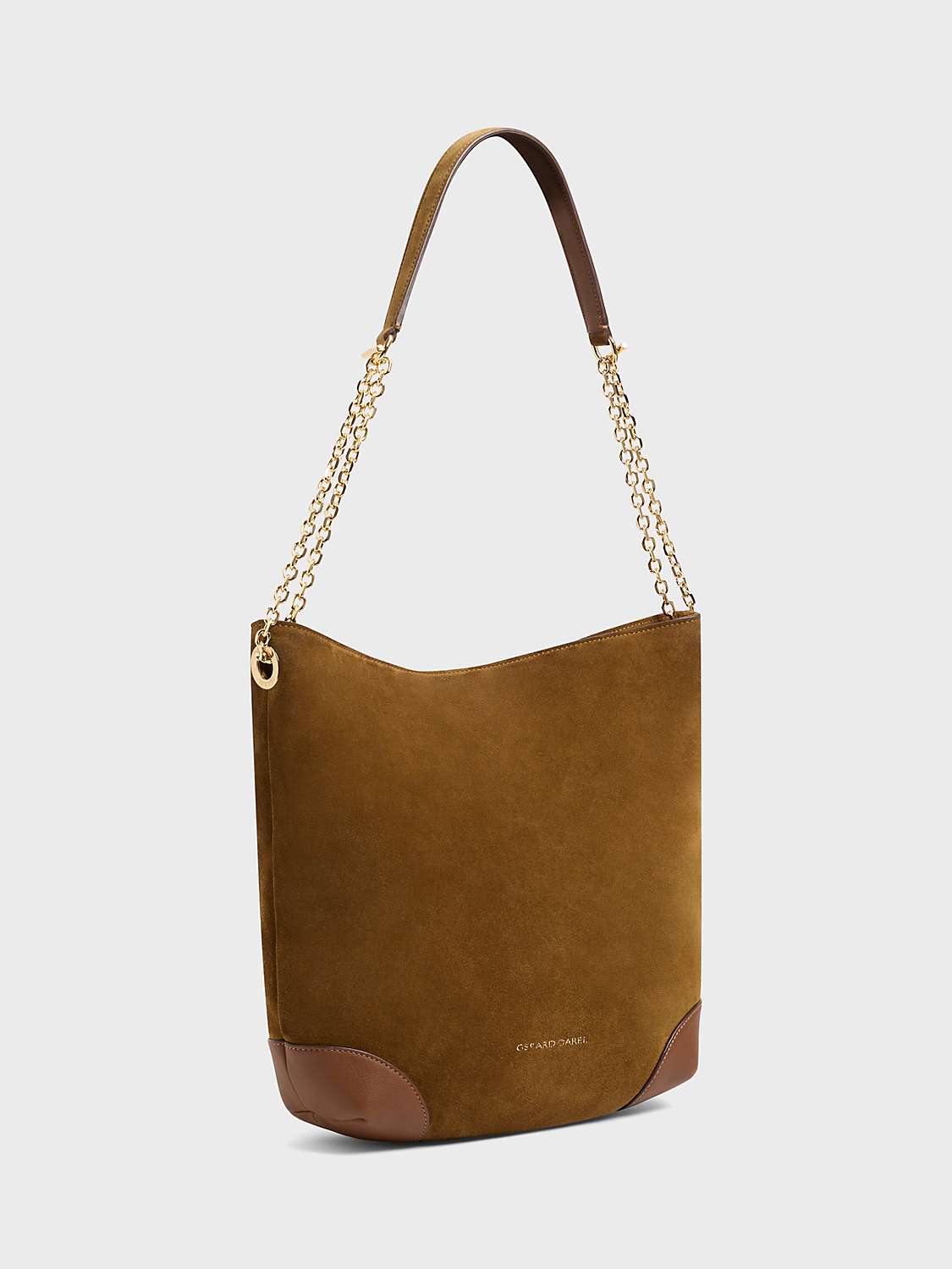 Buy Gerard Darel Charlotte Suede Chain Handle Bag, Amber Online at johnlewis.com