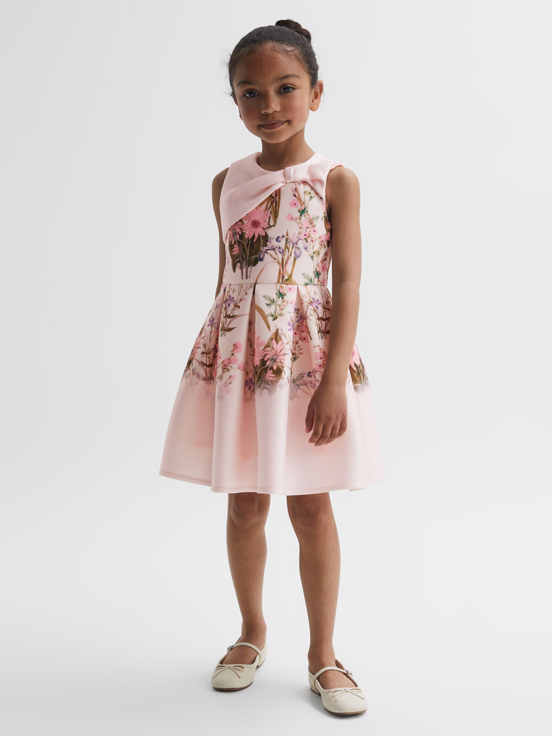 Reiss Kids' Emily Floral Print Scuba Dress, Pink/Multi at John Lewis ...