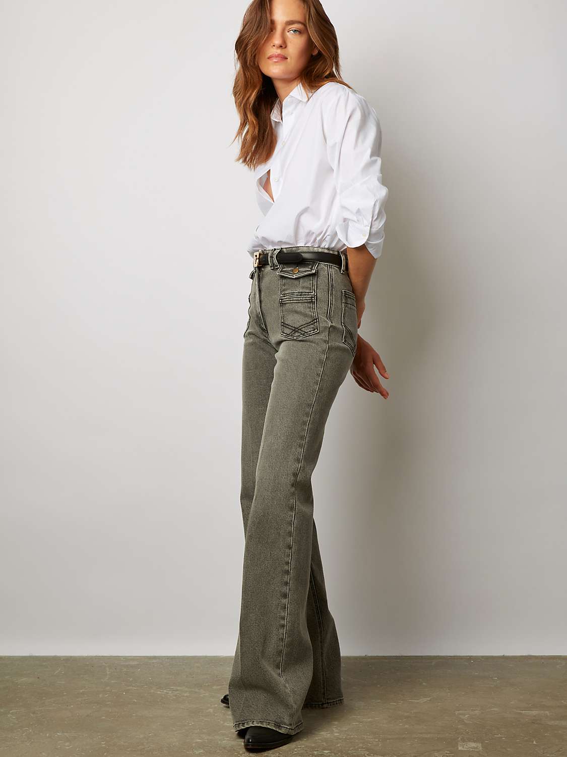 Buy Gerard Darel Anna Bootcut Jeans, Charcoal Online at johnlewis.com