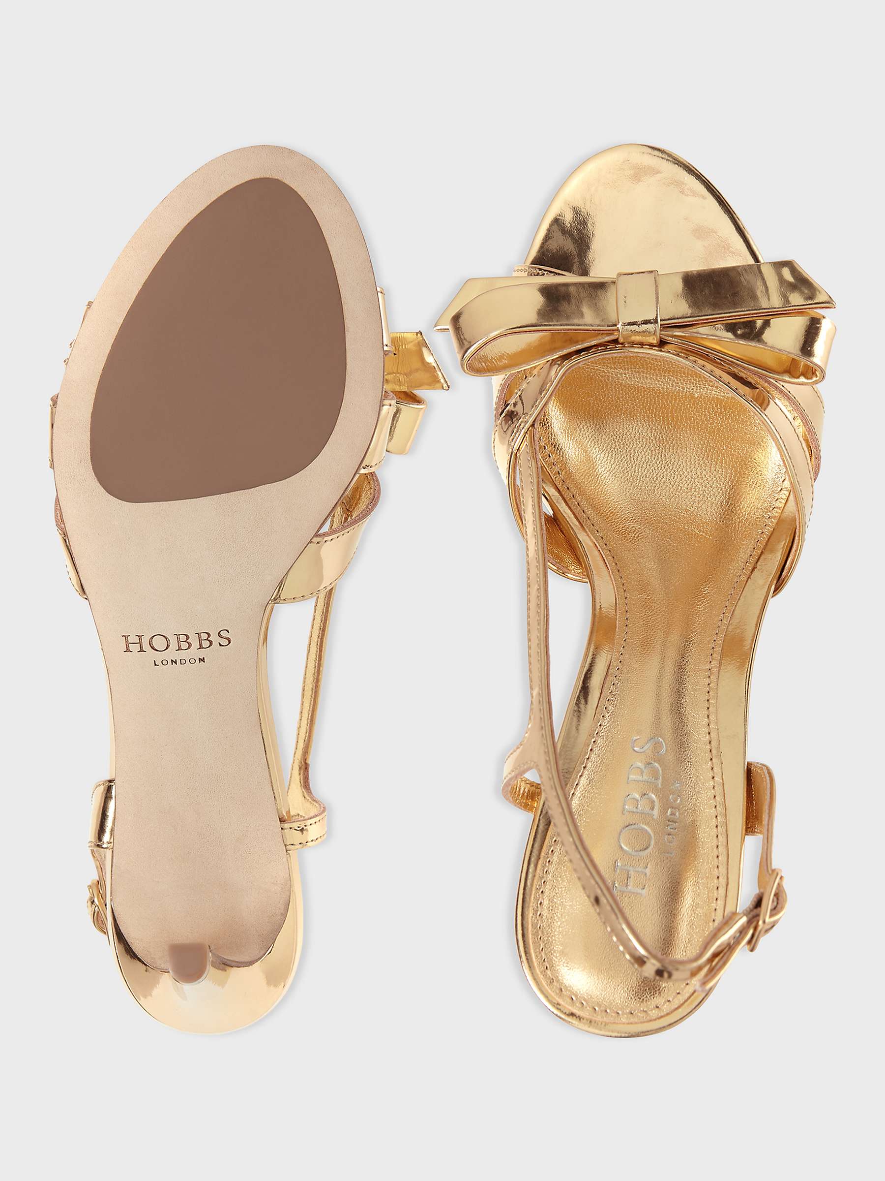 Buy Hobbs Anastasia Bow Stiletto Heel Sandals, Pale Gold Online at johnlewis.com