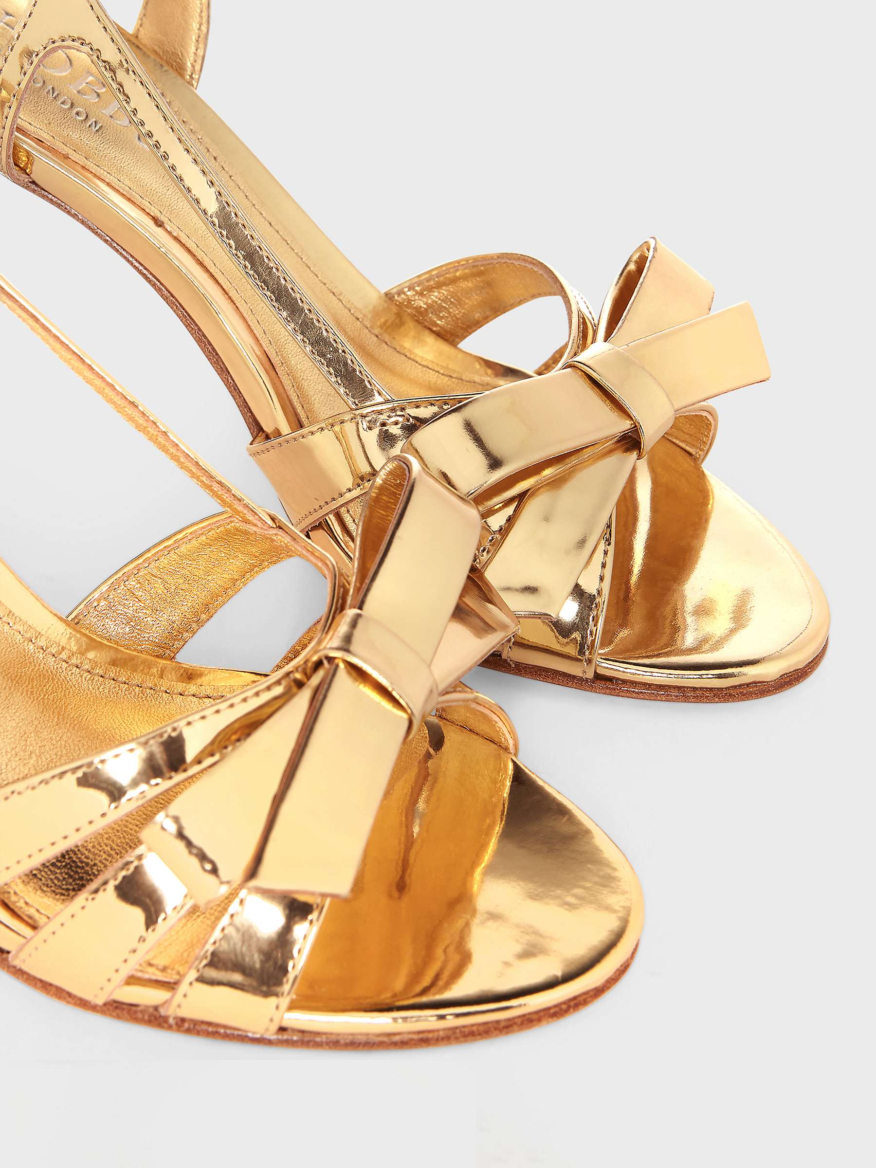 Buy Hobbs Anastasia Bow Stiletto Heel Sandals, Pale Gold Online at johnlewis.com