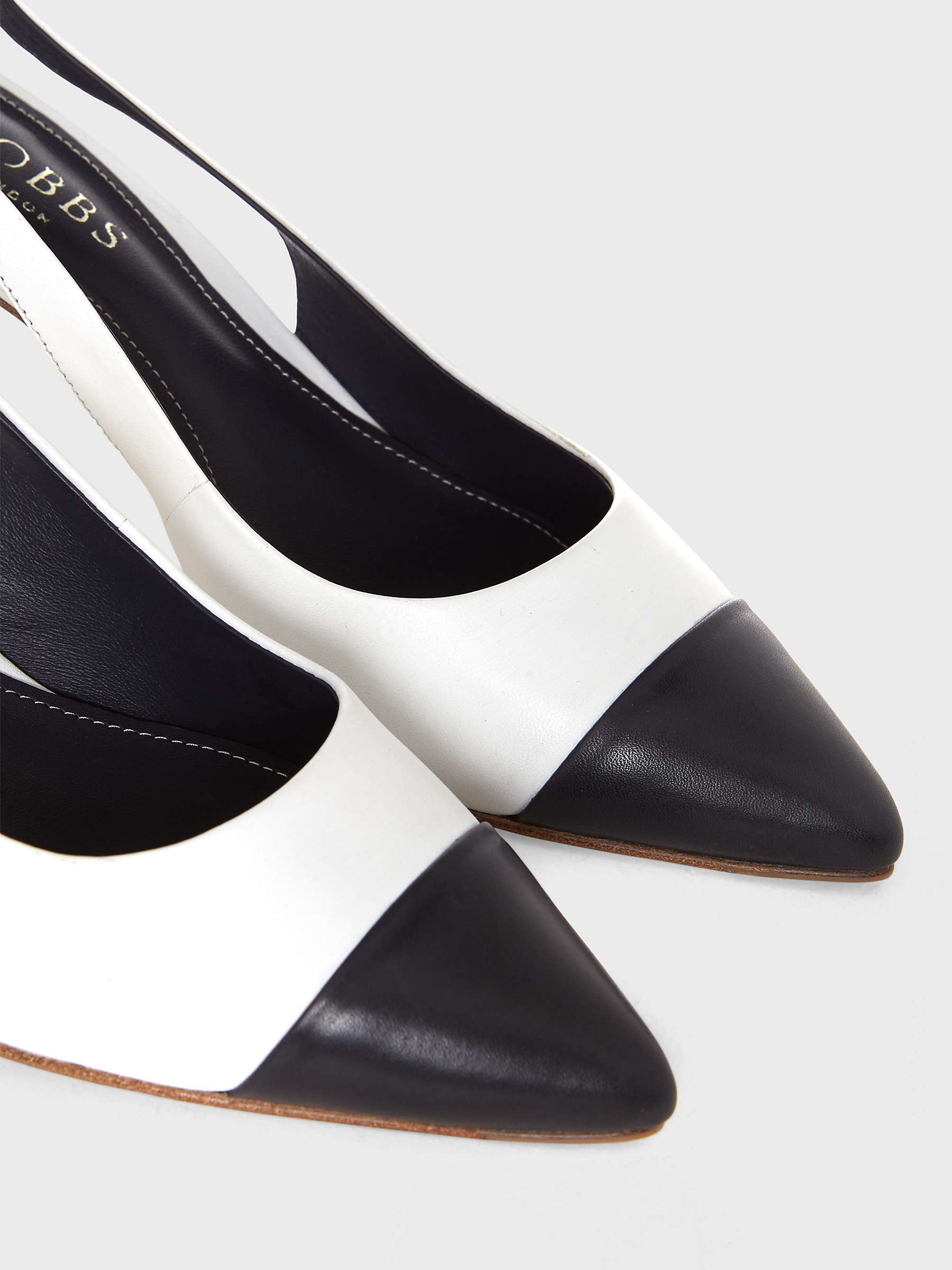 Buy Hobbs Adie Slingback Kitten Heel Court Shoes, White/Black Online at johnlewis.com