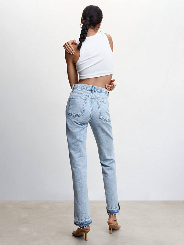 Mango Susan High Rise Straight Jeans, Blue at John Lewis & Partners