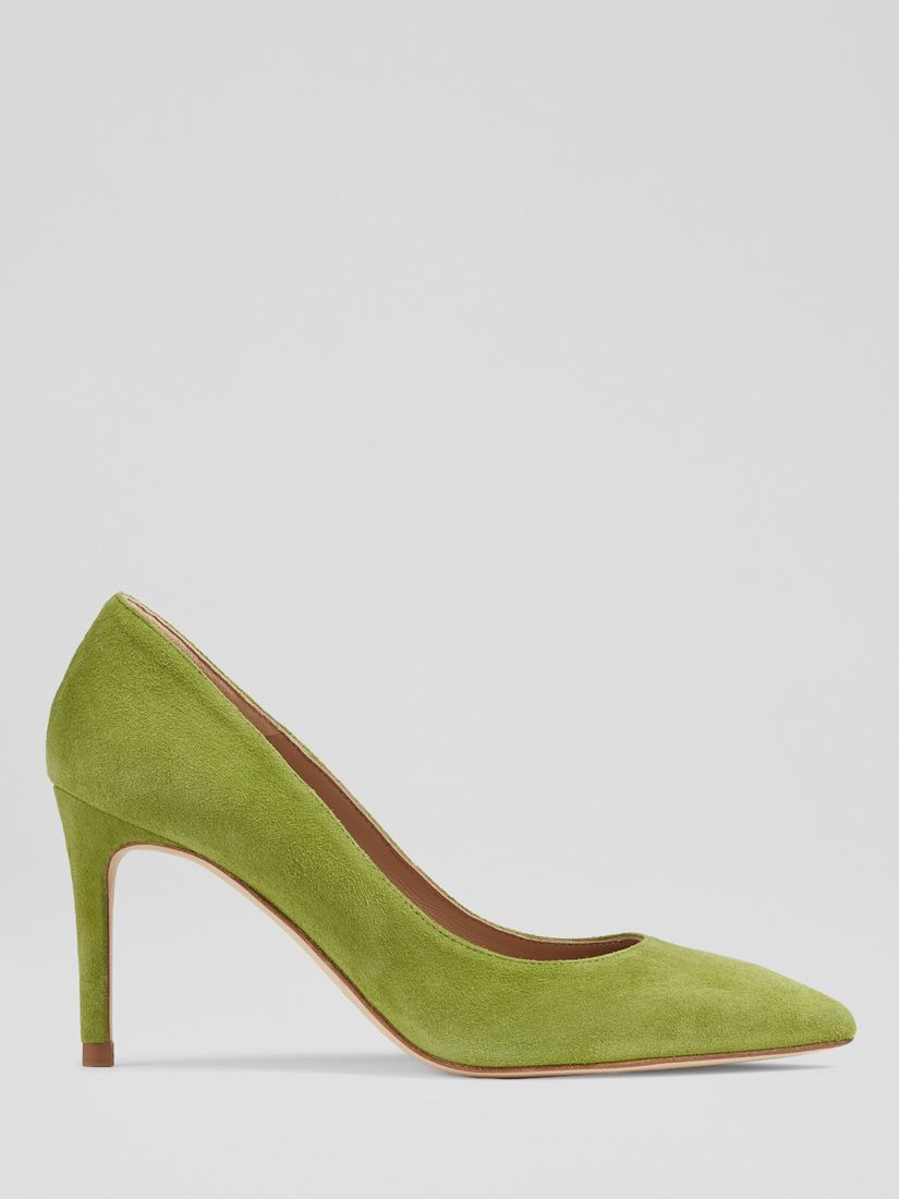 L.K.Bennett Floret Suede Stiletto Heel Court Shoes, Green at John Lewis ...