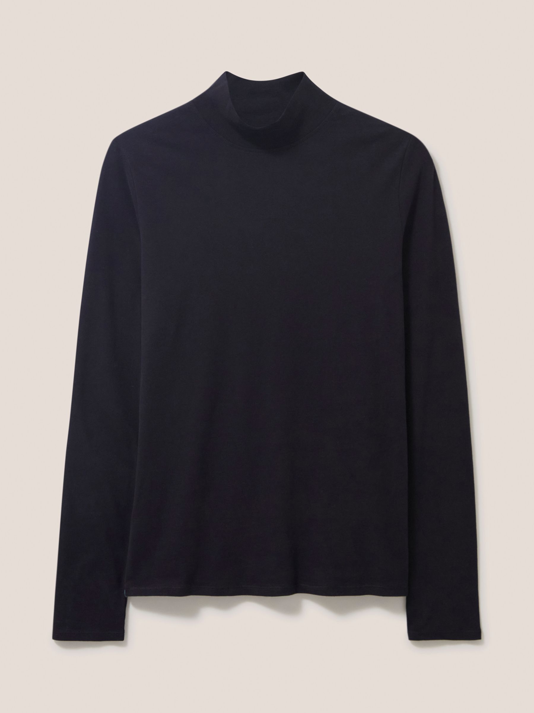 White Stuff Camile High Neck Jersey Top, Black at John Lewis & Partners