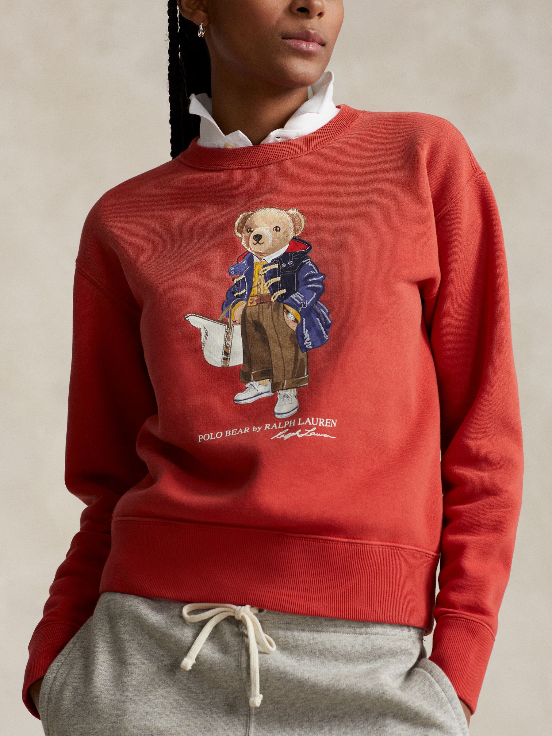 Polo Ralph Lauren Bear Graphic Sweatshirt, Faded Red at John Lewis u0026  Partners