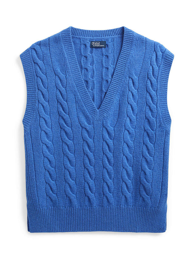 Polo Ralph Lauren Sleeveless Cable Knit Top, New England Blue at John ...