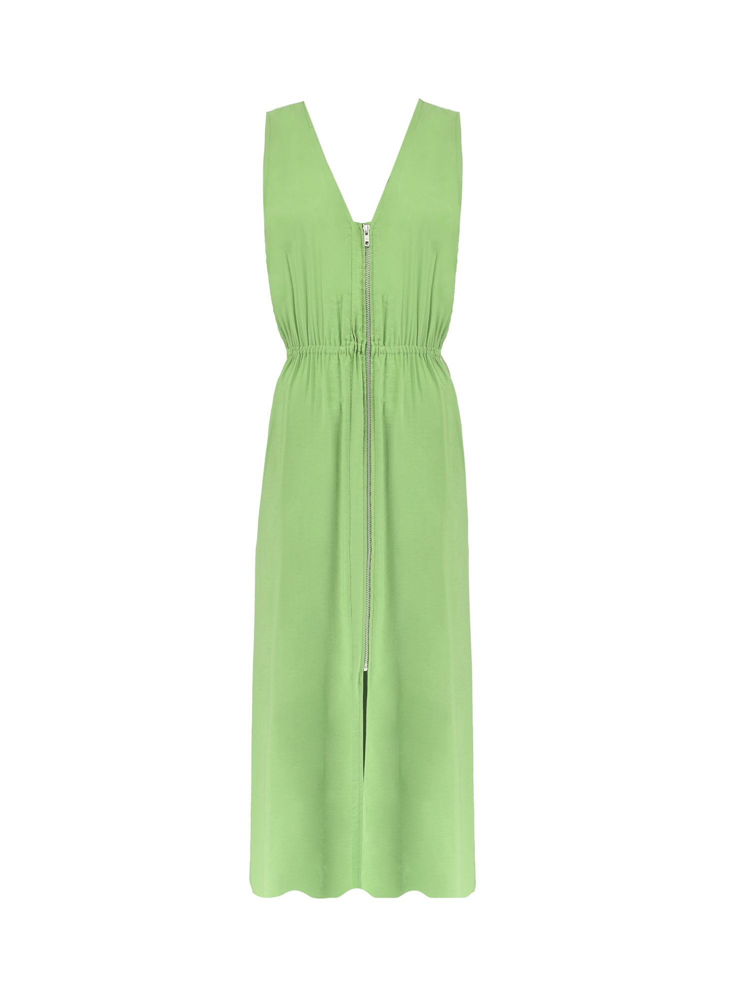 Ro&Zo Zip Front Sleeveless Midi Dress, Green at John Lewis & Partners
