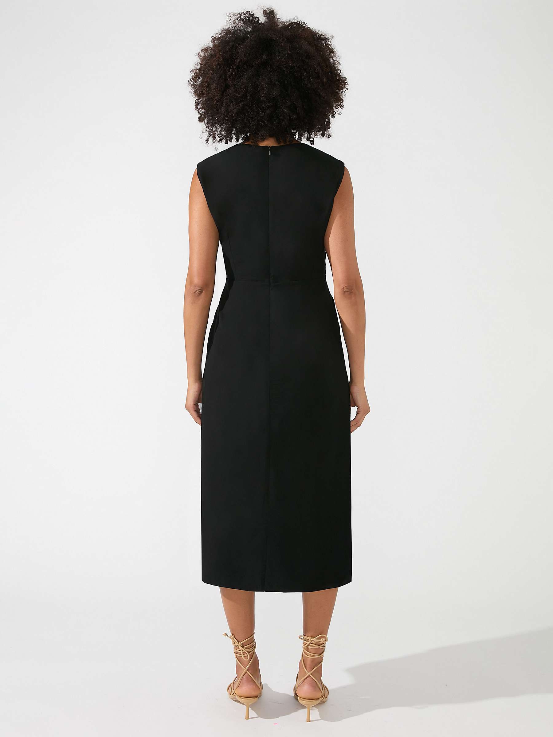 Ro&Zo Knot Front Midi Dress, Black at John Lewis & Partners