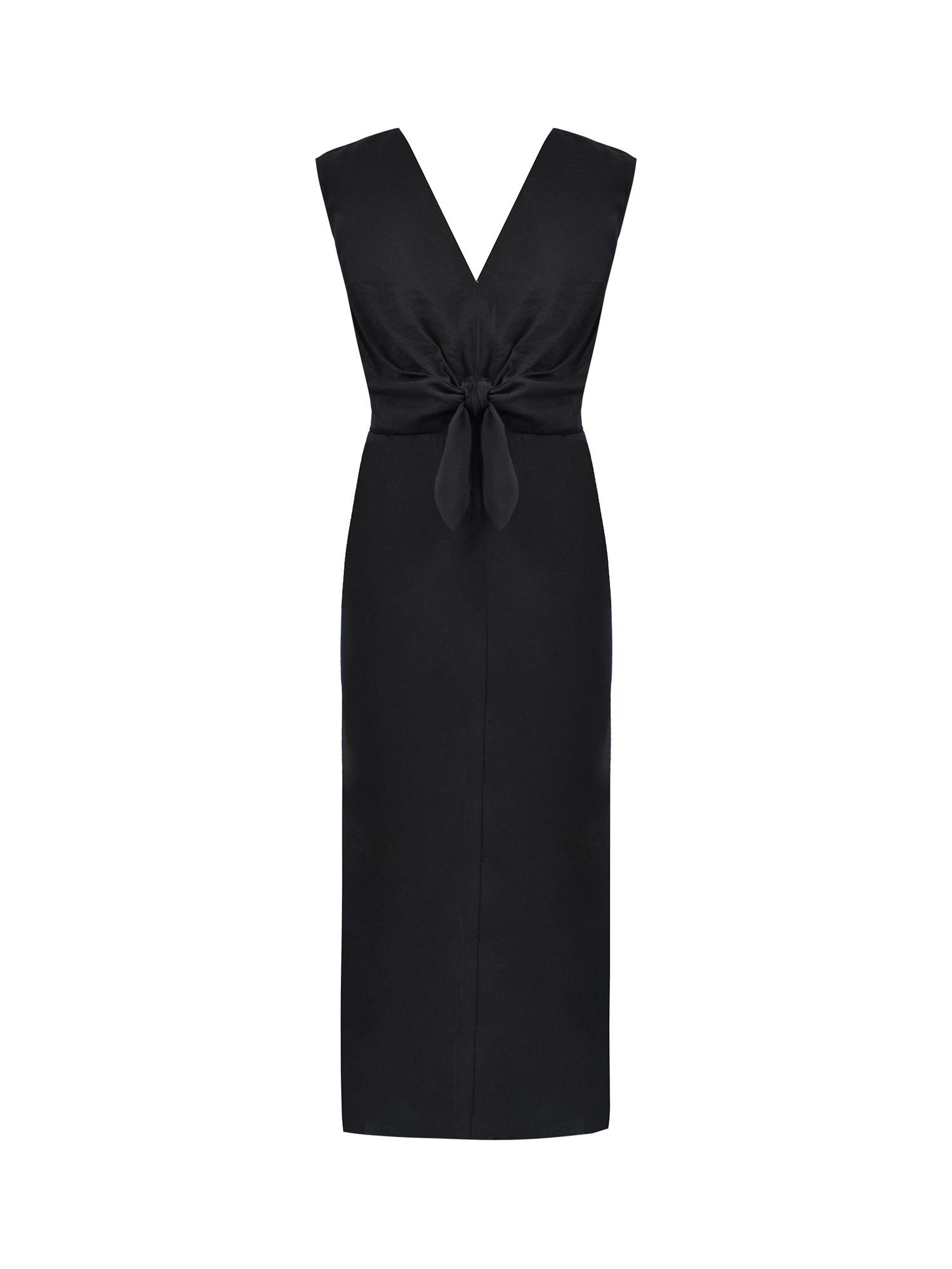 Ro&Zo Knot Front Midi Dress, Black at John Lewis & Partners