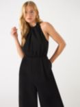 Ro&Zo Sophia Petite Twist Neck Culotte Jumpsuit, Black, Black