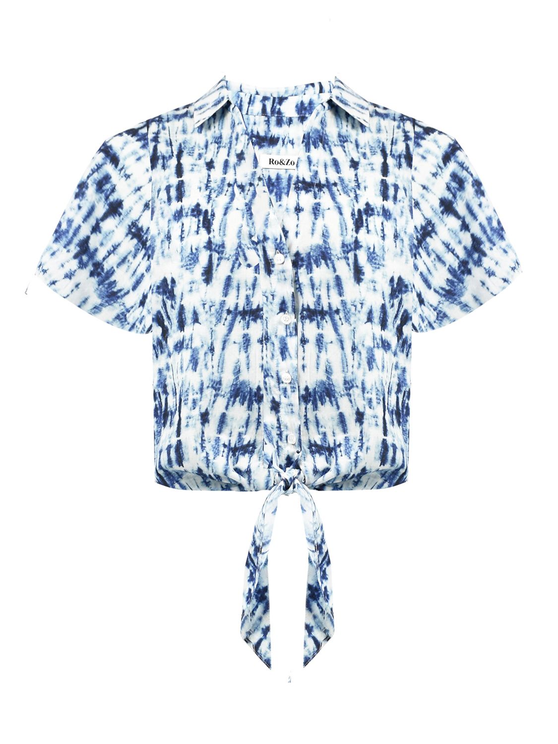 Buy Ro&Zo Printed Flutter Sleeve Shirt, Blue Online at johnlewis.com