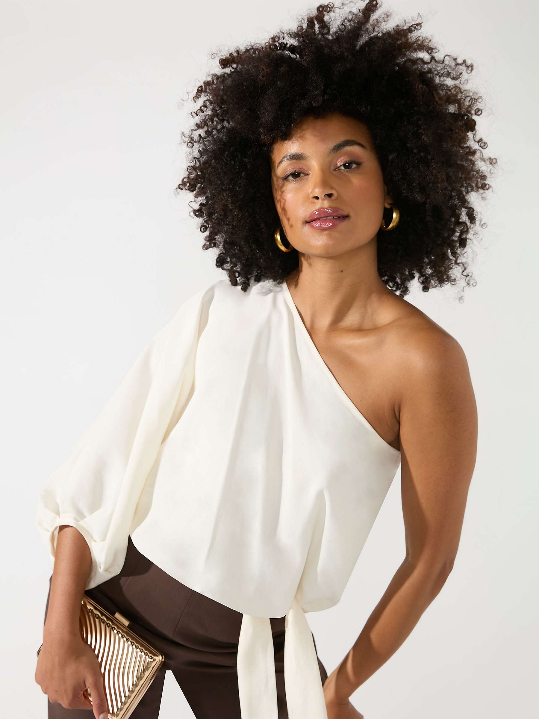 Buy Ro&Zo One Shoulder Top, White Online at johnlewis.com
