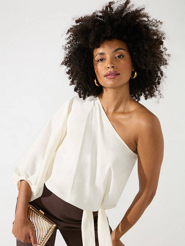 Ro&Zo One Shoulder Top, White at John Lewis & Partners