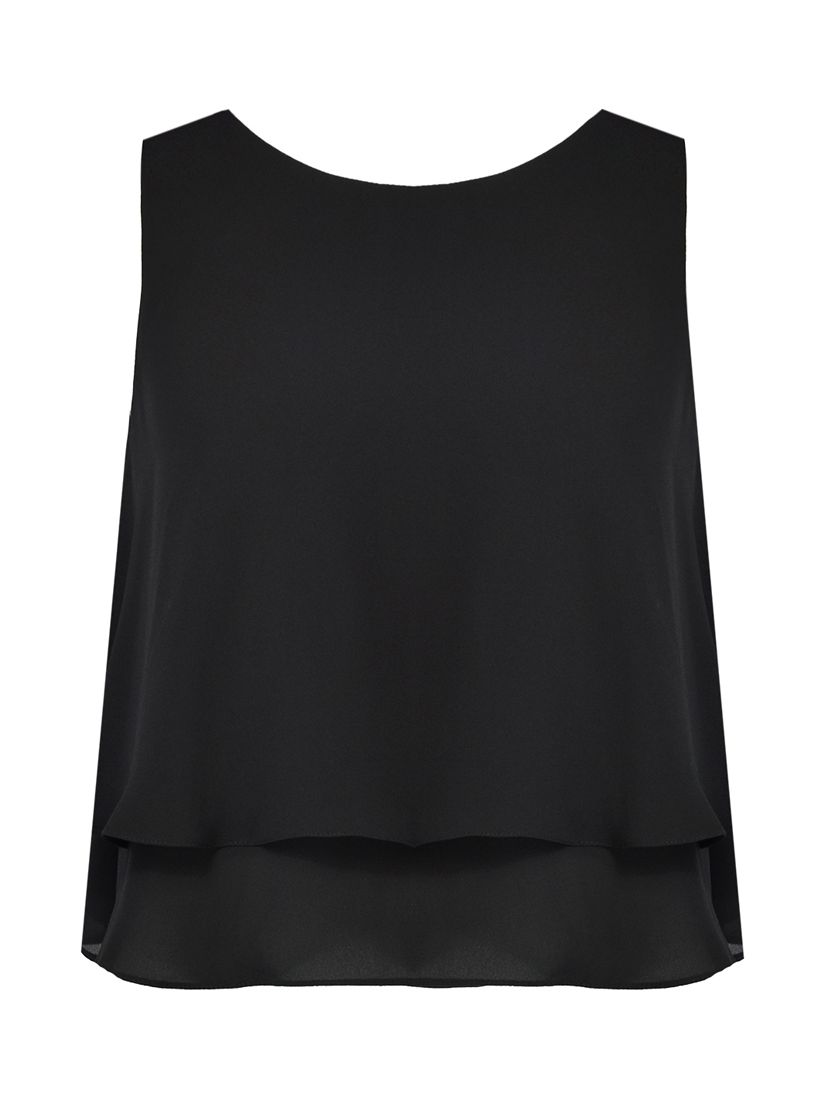 Ro&Zo Double Layer Shell Top, Black at John Lewis & Partners