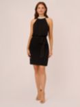 Adrianna Papell Faux Pearl Mock Neck Dress, Black, Black