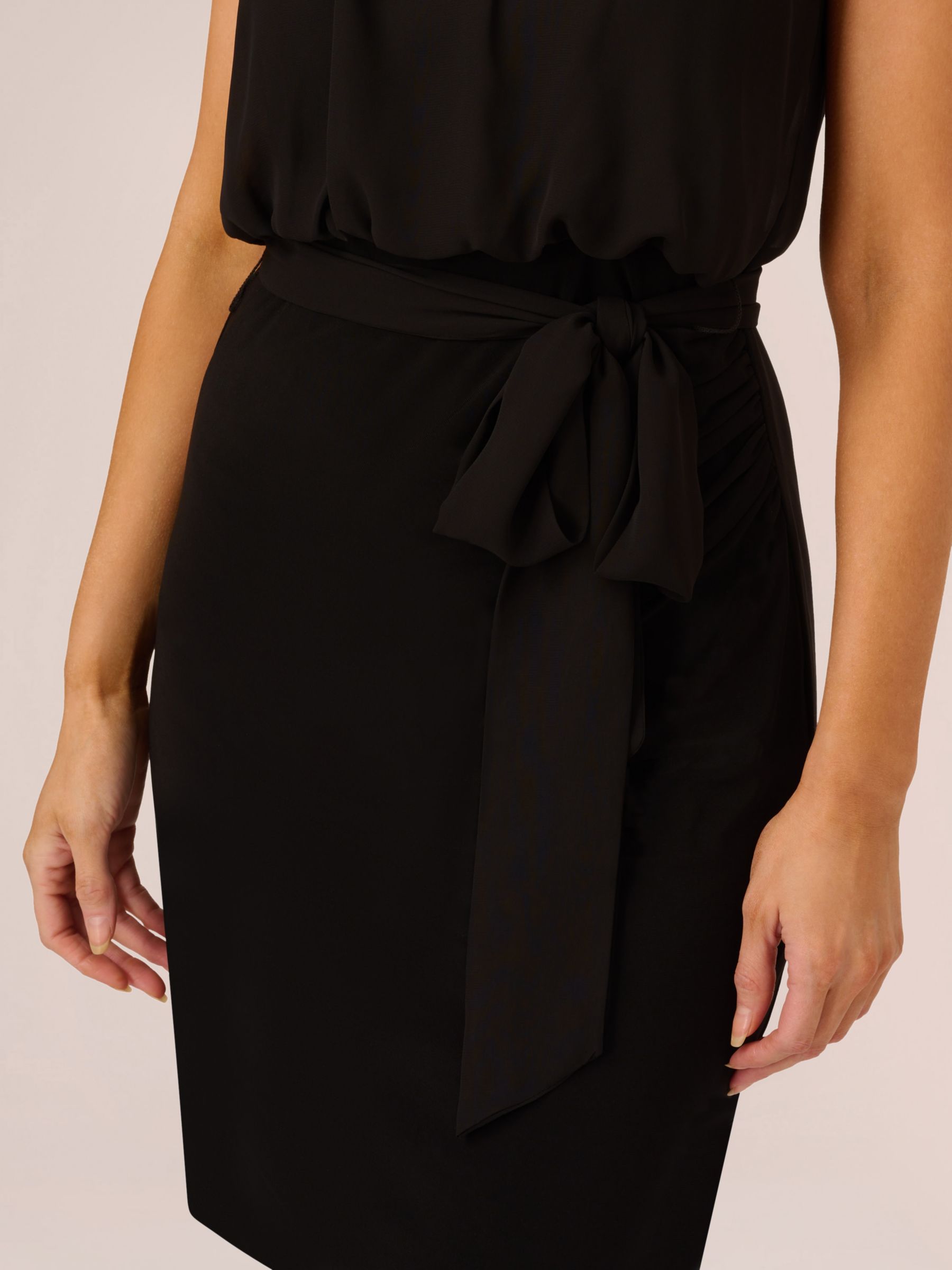Buy Adrianna Papell Faux Pearl Mock Neck Dress, Black Online at johnlewis.com