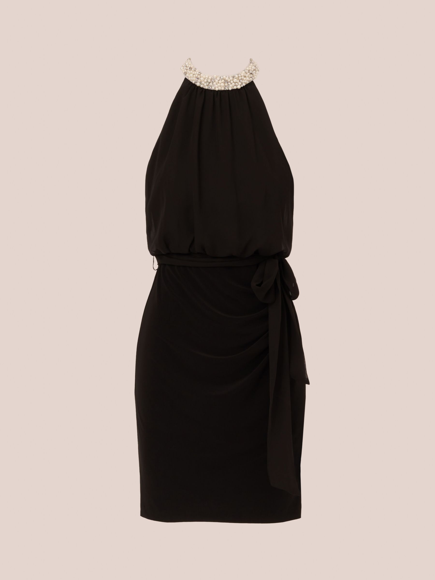 Buy Adrianna Papell Faux Pearl Mock Neck Dress, Black Online at johnlewis.com