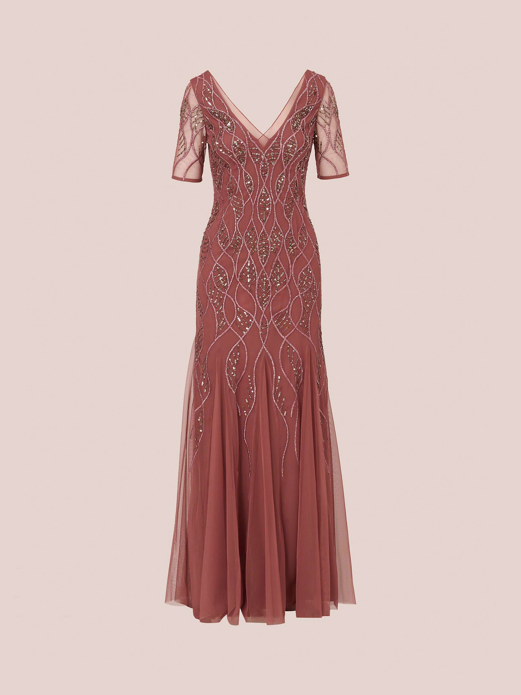 Buy Adrianna Papell Beaded Maxi Dress, Plum Online at johnlewis.com