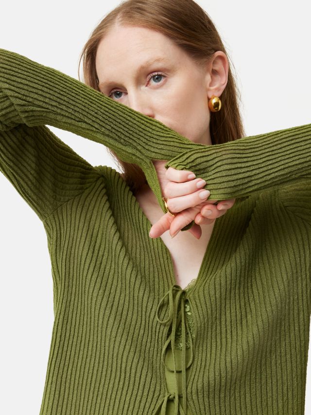 Jigsaw 2025 green cardigan