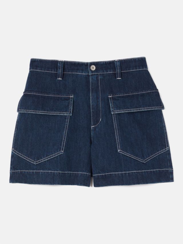 Jigsaw Tailored Denim Shorts, Blue, 6