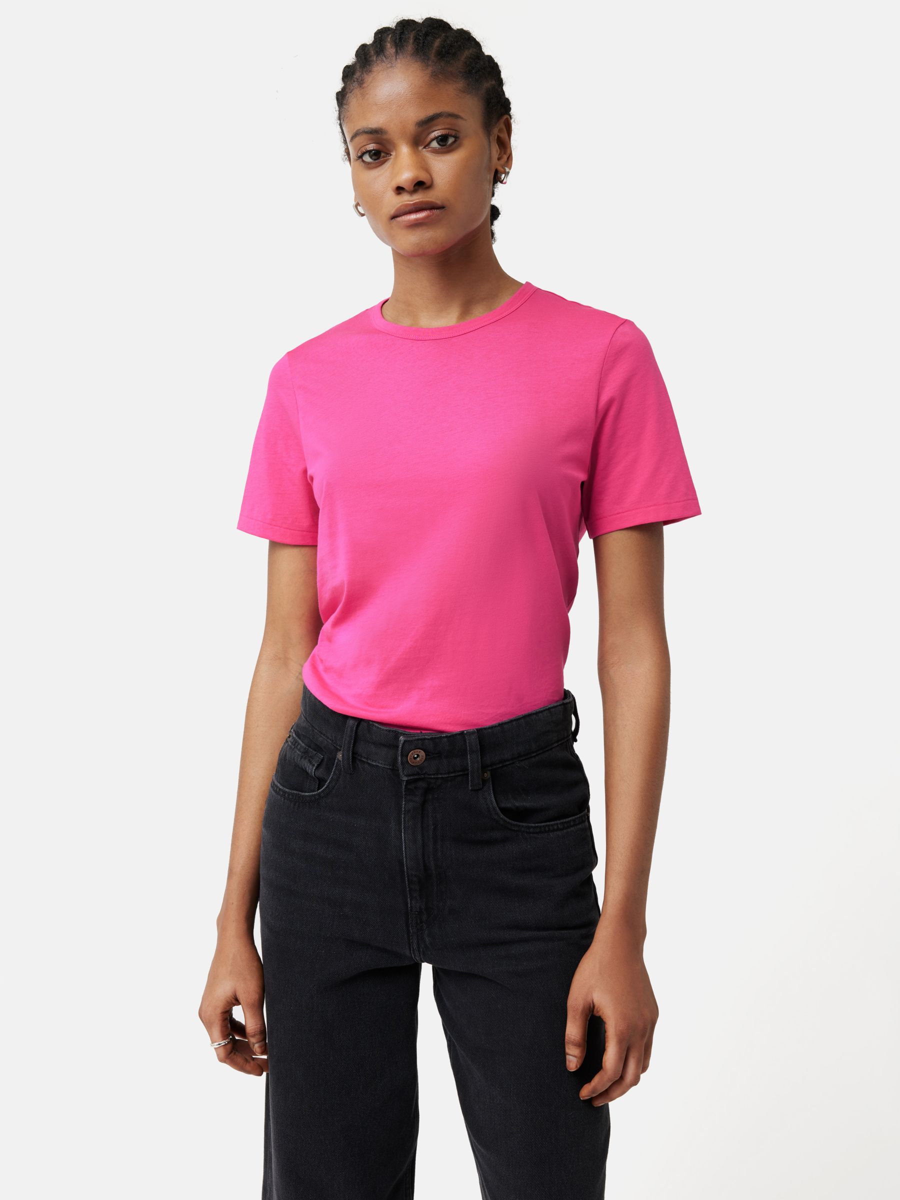 Jigsaw Supima Cotton Crew Neck T-Shirt, Pink at John Lewis & Partners