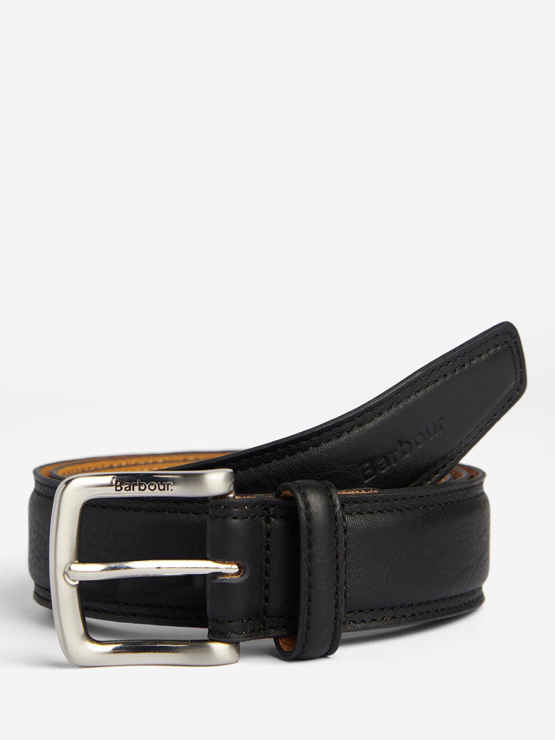Barbour Moray Leather Belt, Black at John Lewis & Partners