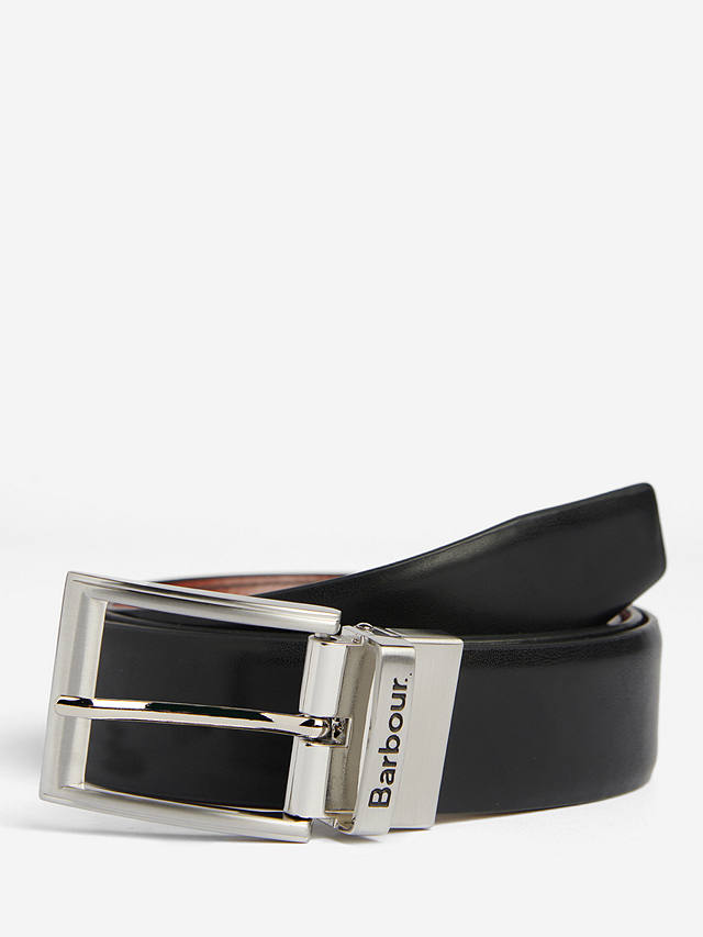 Barbour Fife Reversible Leather Belt, Black/Chestnut Brown