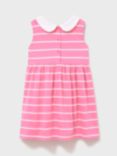 Crew Clothing Kids' Jersey Peter Pan Collar Stripe Dress, Pink