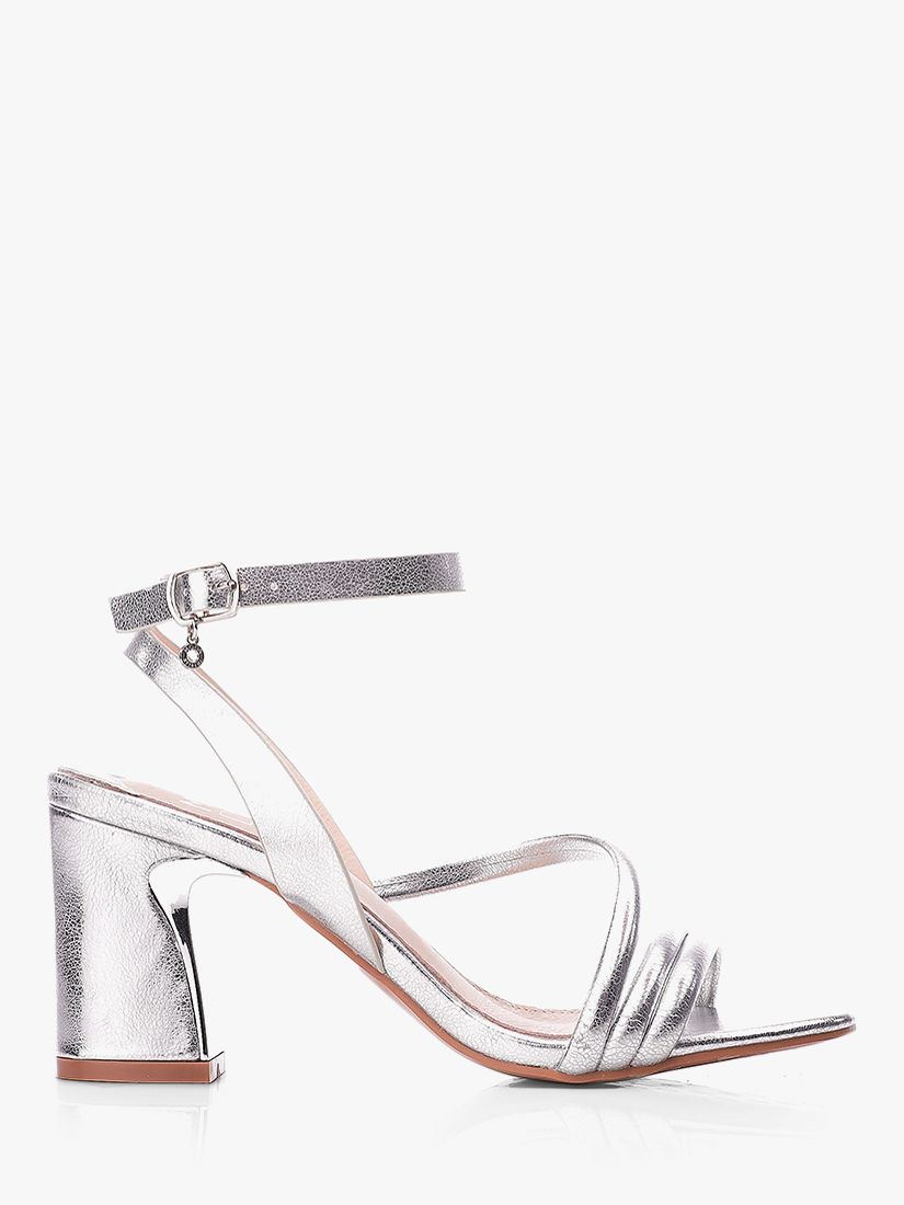 Moda in Pelle Seriner Leather Block Heel Sandals Silver at John