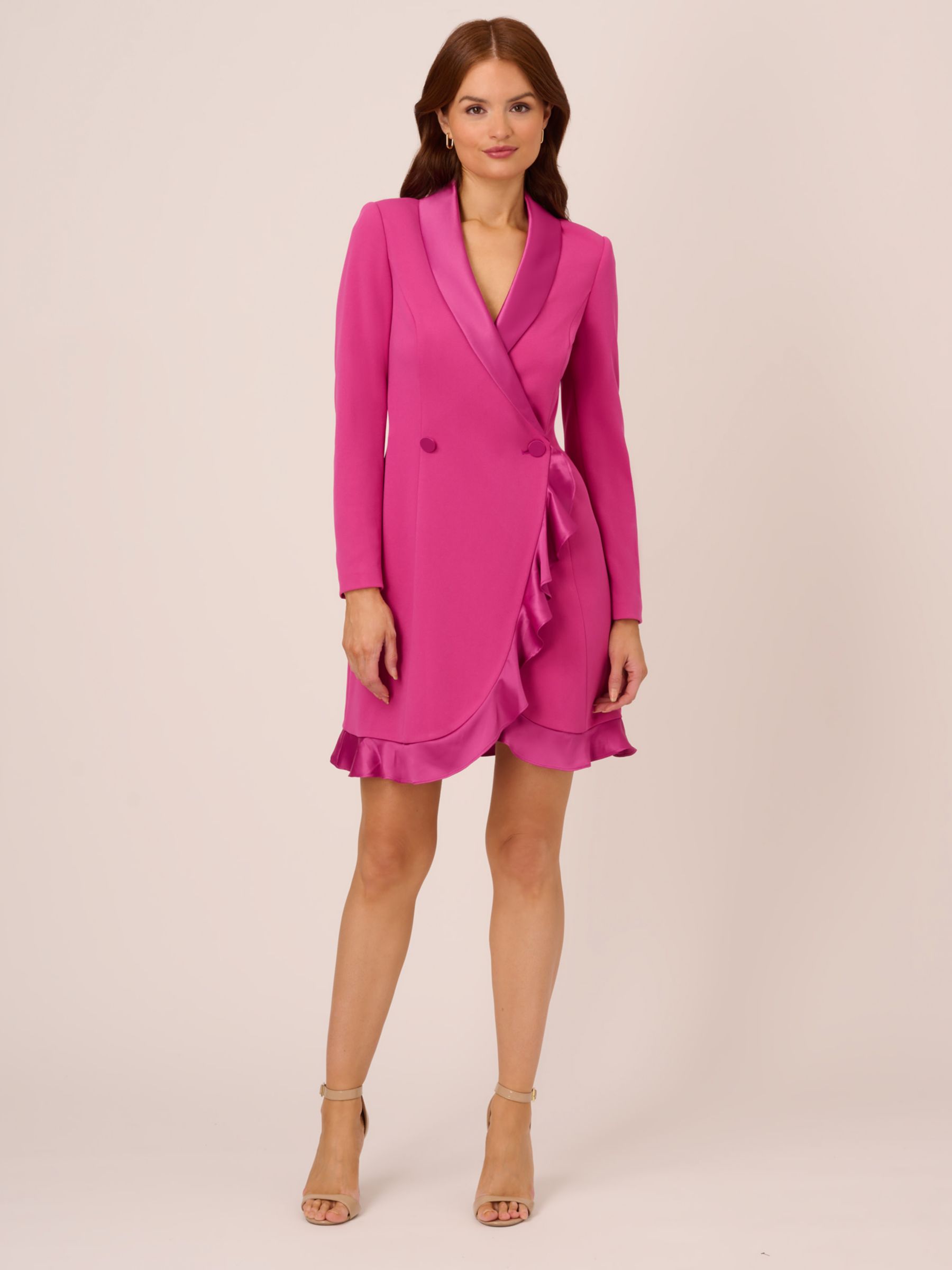 Adrianna Papell Tuxedo Crepe Mini Dress Raspberry Chill