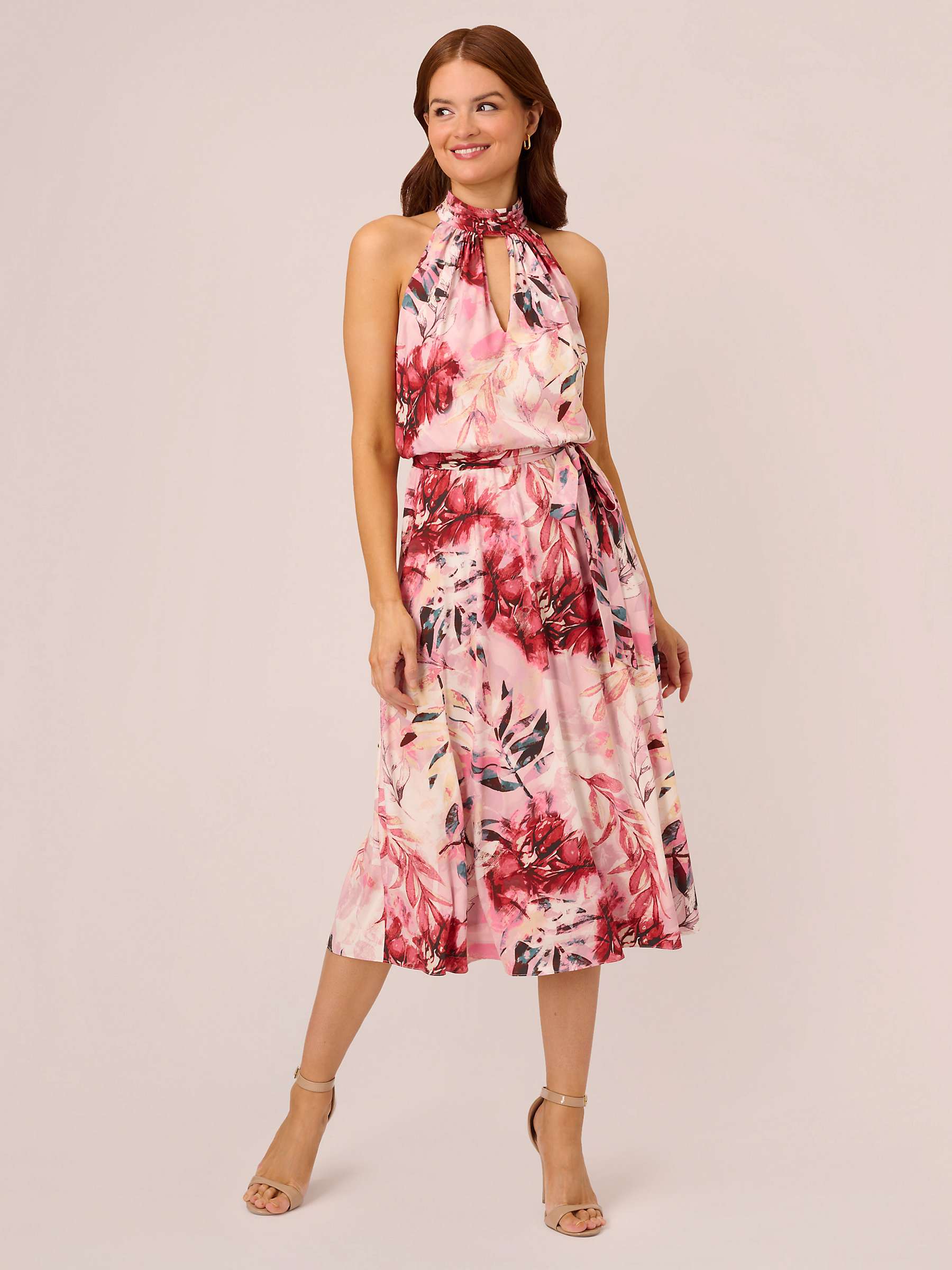 Buy Adrianna Papell Chiffon Bias Dress, Pink/Multi Online at johnlewis.com